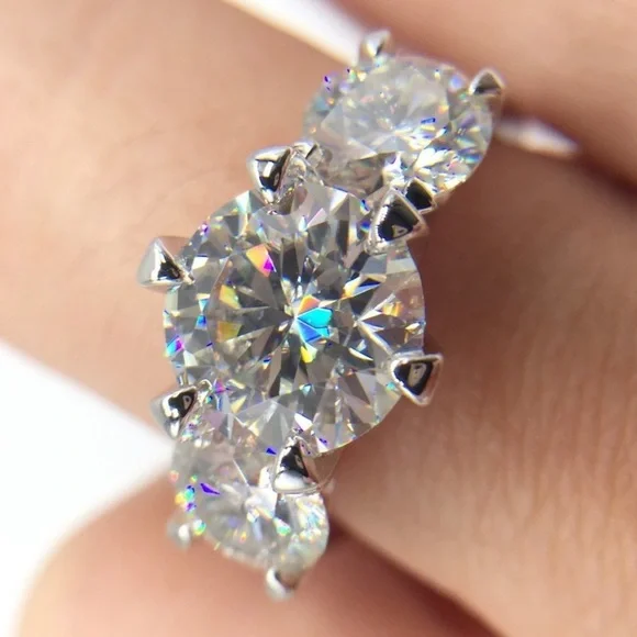 🔥Sterling Silver 925 5CT Certified Moissanite Brilliant Cut Wedding Ring Size 7